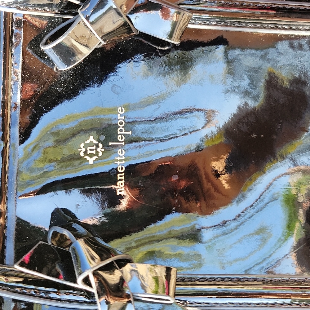 Patent Leather Rectangle Purse With Bows - image 2